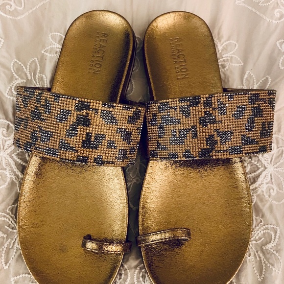 Kenneth Cole ~ Rhinestone Leopard 🐆 Sandals 👡 💎 - Picture 2 of 3